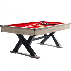 7.4 ft Pool Table Heavy Duty 84" Billiard Tables with X-Shape Metal Legs Complete Set for Home Family Game Room Red Cloth