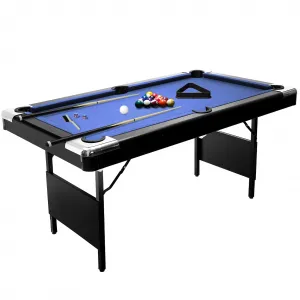 6 7ft Foldable Pool Table Billiard Table Compact Indoor Outdoor Black Blue Red