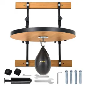 Speed Bag Platform with 10x7 Inch Leather Bag, 360° Swivel, Adjustable 8 Inch Height, Air Pump Included, Wall Mount for Home Gym Boxing