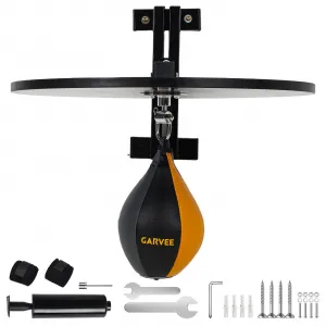 Hardwood Speed Bag Platform Kit with Adjustable Mount, 360° Swivel, Bamboo Wood, Includes Air Pump, Home Gym Boxing Training