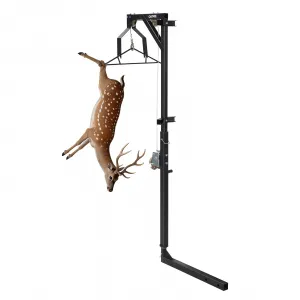 500LBS Heavy-Duty Deer Hoist Kit with Winch & Gambrel, 360° Swivel & Adjustable Height, Steel Frame, Stable Platform & Hitch-Mount, Hunting & Game Processing