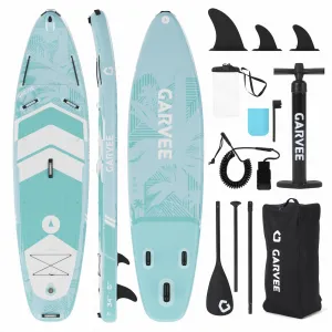 10.6' Inflatable Stand Up Paddle Board - 450 lbs Capacity SUP with 3 Fins, Adjustable Paddle, Pump & Backpack, Extra Wide Stable Design for Beginners, Yoga & All Water Adventures