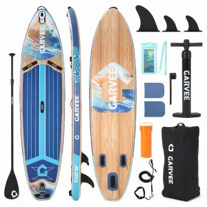 11' x 33" x 6" Inflatable Stand‑Up Water Board — 500 lb Capacity, All‑Around Watersports Kit with Double‑Action Inflator, Adjustable Paddle, Safety Leash, Backpack & 360° Camera Mount