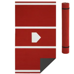 12 x 6 ft Baseball Hitting Mat with Home Plate Anti Fade Turf for Indoor Outdoor Training Red