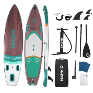 Inflatable Stand Up Paddle Board 11' x 33" with Accessories, Ultra-Light Deep Wood Style, Wide Non-Slip Deck, Triple Fin, Beginner-Friendly All-Around SUP – Deep Wood