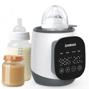 Baby Bottle Warmer, 5 in 1 Bottle Warmer for Breastmilk and Formula, Fast Heating & Defrosting BPA-Free Baby Milk Warmer with LCD Display, Timer, Temperature Control