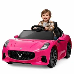 Ride - P Series: 12V Battery Powered Motorized Car for Kids with Remote Control, Spring Suspension, Double Doors, Bright Lights, 4 Wheel Electric Vehicle, Pink