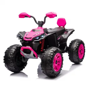 Ride - P Series: 24V 2-Seater Ride On ATV for Kids - 4-Wheel Battery Powered, High/Low Speed Modes, LED Lights, Music & Horn, Durable Wear-Resistant Wheels, Safe Non-Toxic Material, Outdoor Adventure - Pink