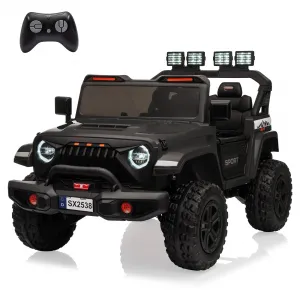Ride - P Series: 24V Ride On Car, 4WD 2 Seater Kids' Electric Vehicle Truck with Remote Control, Adjustable Footwell Ride On Truck, 3 Speeds, Led Lights, Bluetooth, Black