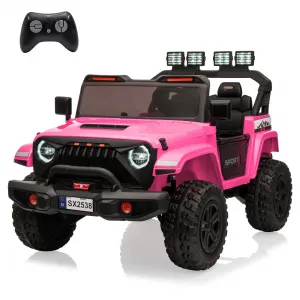 Ride - P Series: 24V Ride On Car, 4WD 2 Seater Kids' Electric Vehicle Truck with Remote Control, Adjustable Footwell Ride On Truck, 3 Speeds, Led Lights, Bluetooth, Pink