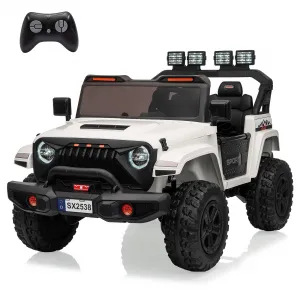 Ride - P Series: 24V Ride On Car, 4WD 2 Seater Kids' Electric Vehicle Truck with Remote Control, Adjustable Footwell Ride On Truck, 3 Speeds, Led Lights, Bluetooth, White