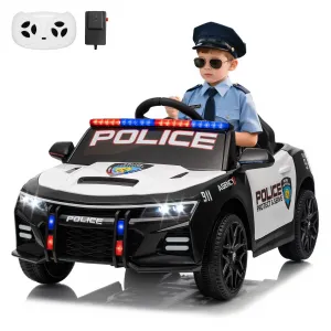 Ride - P Series: 12V Police Car Ride-On Toy for Kids with Remote Control, Emergency Tones, Megaphone, Flashing Lights, Spring Suspension, Music, Safe Buckle Locks, Quick Assembly