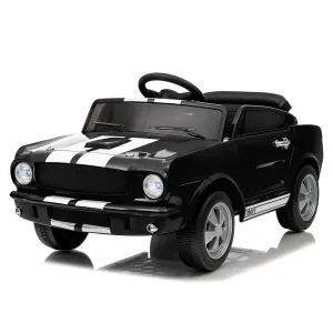Ride - P Series: 12V Kids Ride On Car Shelby GT350 Electric Vehicle with Remote Control, LED Lights, Music, USB Port, Safety Harness, Black for Outdoor Play