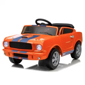 Ride - P Series: 12V Ride On Licensed Shelby GT350 Electric Car for Toddlers, Remote & Pedal Control, Safety Belt, LED Lights, 2 Speeds, Orange, Ages 3+, Outdoor Play