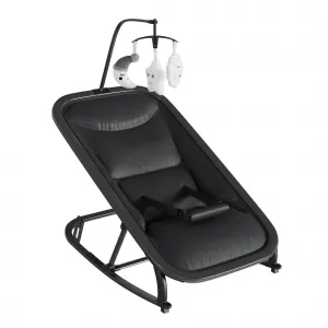 Aluminum Frame Baby Swing in Adjustable 3-Position Design with Toy Bar, Forward & Back Rocking and Lockable Stationary Mode for Infants, Black