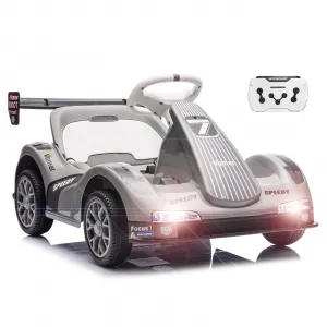 6V Electric Racer Go Kart for Kids with 2.4G Remote Control & Pedal Operation, Safety Belt, Music, USB, Compact 20x20x18"
