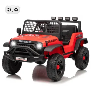 12V Kids Ride On Truck Car with Parent Remote Control, 3 Speeds, Emergency Braking, LED Lights, Music & Horn, Red for Outdoor Adventures