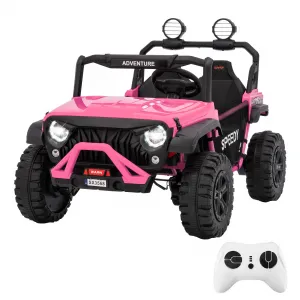 Ride P Series 24V Kids Toddler Ride On Truck 4WD 3 Speeds Large 7AH Battery Bluetooth MP3 Parent Safety Brake Red Outdoor Play - Pink