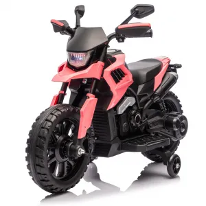 6V Kids Electric Motorcycle with Training Wheels, Adjustable Speed 2-5 MPH, Durable Battery-Powered Ride-On Bike, Headlight & Music, Safe for Toddlers Outdoor Play
