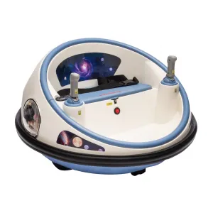 Ride B Series Kids Electric Bumper Car with Parent Remote Control, 360° Spinning, Music, Safety Belt, White, Toddlers 2-3 Years