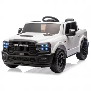 24V Ride On Toys Licensed RAM 2500 2 Seater Kids Electric Truck Car With Remote Control White