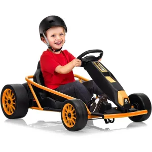 24V 9Ah Kids Ride On Go Kart Toy,High Speed 8.1MPH Drifting Car with 2x300W Motors,14.3" XL Seat,Full Metal Frame,Music,Power Display,Max Load 155Lbs Racing for Kids 8-12 Years - Orange