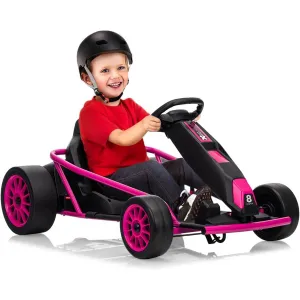24V 9Ah Kids Ride On Go Kart Toy,High Speed 8.1MPH Drifting Car with 2x300W Motors,14.3" XL Seat,Full Metal Frame,Music,Power Display,Max Load 155Lbs Racing for Kids 8-12 Years - Rose