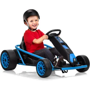 24V 9Ah Kids Ride On Go Kart Toy,High Speed 8.1MPH Drifting Car with 2x300W Motors,14.3" XL Seat,Full Metal Frame,Music,Power Display,Max Load 155Lbs Racing for Kids 8-12 Years - Blue