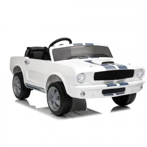Ride - P Series: 24V 2 Seater Ride On Electric Car Shelby GT350 with Remote Control, Safety Belt, LED Lights, 2 Speeds, White - Kids Outdoor Fun