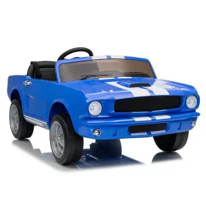 Ride - P Series: 24V 7AH 2-Seater Ride-On Electric Car Shelby GT350 Licensed Model with Remote Control, 2 Speeds, Safety Belt, LED Lights, Music, Blue for Kids 3+