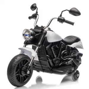 Ride - P Series: 12V Electric Motorcycle for Kids, 3-Wheel Ride-On Toy with Detachable Training Wheels, White, Toddler Outdoor Ride-On