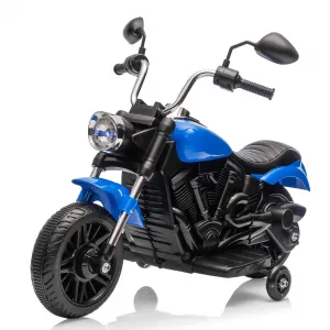 Ride - P Series: 12V Electric Motorcycle for Kids with Detachable Training Wheels, Soft Start, Reverse Function, Blue, Toddler Ride-On Toy