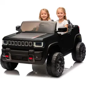 24V 2-Seater Electric Ride-On Truck for Kids Ages 3-8 – Licensed 4WD Battery Car with Parental Remote, 3 Speed Options, Wireless Connection Music, LED Lights, Gradual Start – Ideal Gift – Black