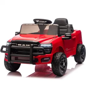 Kids Ride On Car RAM 12V Electric Truck with Remote Control, Spring Suspension, LED Lights, Music, Wide Seat, All-Terrain, for Toddlers Outdoor Play