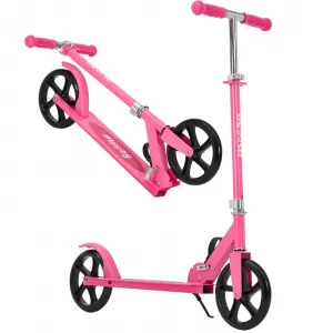 Kick Scooter for Teens Adults Kids 6+ - 220LB Capacity, 3-Level Adjustable Handlebar, Aluminum Alloy, Foldable, 8" Wheels, Outdoor Sports, Hot Pink