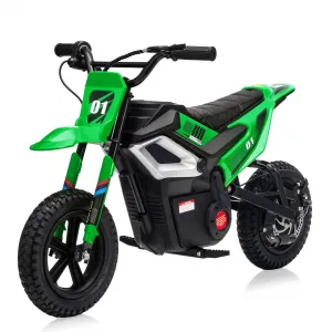 24V Kids Electric Dirt Bike 350W Motor 10MPH Speed Rear Suspension Leather Seat Black Blue Green Red Rose White Outdoor Riding