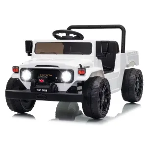 Licensed Toyota 12V 4WD Kids Ride-On Pickup Truck – Battery Powered Electric Car, Remote Control, wireless Music, LED Lights, Suspension, Soft Braking, Truck Bed Storage – For Toddlers & Big Kids – White