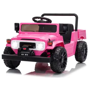 Licensed Toyota 12V 4WD Kids Ride-On Pickup Truck – Battery Powered Electric Car, Remote Control, wireless, LED Lights, Suspension, Soft Braking, Truck Bed Storage – For Toddlers & Big Kids – Pink