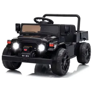 Licensed Toyota 12V 4WD Kids Electric Ride-On Pickup Truck – Battery Powered, Remote Control, wireless, LED Lights, Suspension, Soft Braking, Truck Bed Storage – For Toddlers & Big Kids – Black