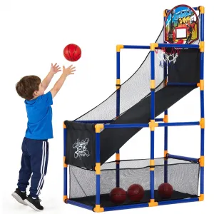 Basketball Arcade Game Set Indoor Outdoor Adjustable Hoop Ball Return ABS Plastic Kids Play