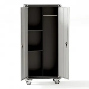 71 Inch Heavy-Duty Metal Storage Cabinet - Rolling Tool Organizer with Locking Wheels, Pegboard, and Adjustable Shelves, Ideal for Garage, Workshop, Home, Office, and Pantry, Grey