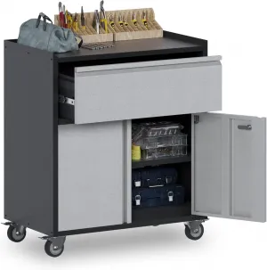 Storage Cabinet Tool Cart with 1 Drawer - Heavy-Duty Rolling Tool Box with Wheels, Metal Storage Cabinet and Drawers, Perfect for Garage, Warehouse, Workshop, and Repair Shop, Gray