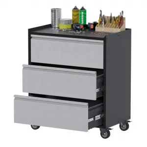 Metal Storage Cabinet with 3 Drawers, Heavy Duty Rolling Tool Cart, Locking Wheels, Ball Bearing Slides, Steel, Mobile Work Surface, Garage & Workshop