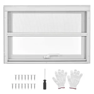 36"x36"x3.4" House Window - 4-Gear Adjustable Sliding Window with 5mm Reinforced Glass and Magnetic Mesh for Home Use