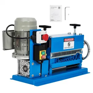 Industrial Electric Wire Stripper Machine 0.06"-1.5" (1.5-38mm) 11 Channels Dual-Mode (Auto + Hand Crank) - 370W Power, Aluminum Alloy, Acrylic Panel for Heavy-Duty Copper Recycling