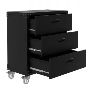 Rolling Tool Cabinet Metal Storage With Wheels 3 Drawer For Garage Workspace, Durable Metal, Spacious, Black