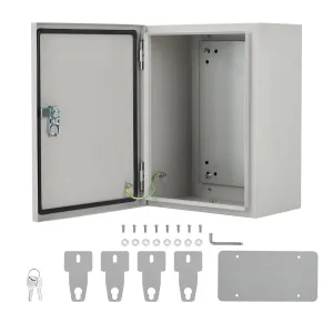 NEMA 4X/IP67 Stainless Steel Outdoor Electrical Junction Box – Waterproof, Dustproof, Lockable Wall-Mounted Enclosure (16‘’ X 12‘’ X 8‘’) with Mounting Plate & Keys for Indoor/Outdoor Use, Gray-white