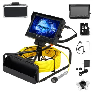Sewer Camera Drain Inspection 100FT Cable 9" LCD Screen IP68 Waterproof 12 LED Lights 23mm Probe 4500mAh Battery Plumbing Use