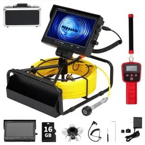 Sewer Camera with 512Hz Locator, 9" IPS Screen, 100FT Cable, IP68 Waterproof, 12 LEDs, DVR, 16GB Card - Plumbing Inspection