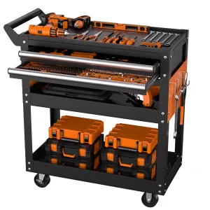 5-Tier Heavy-Duty Metal Utility Cart - Rolling Service Cart with Deep Shelves, 400 lbs Capacity, 360° Swivel Wheels, Ideal for Garage, Workshop, and Repair Shop